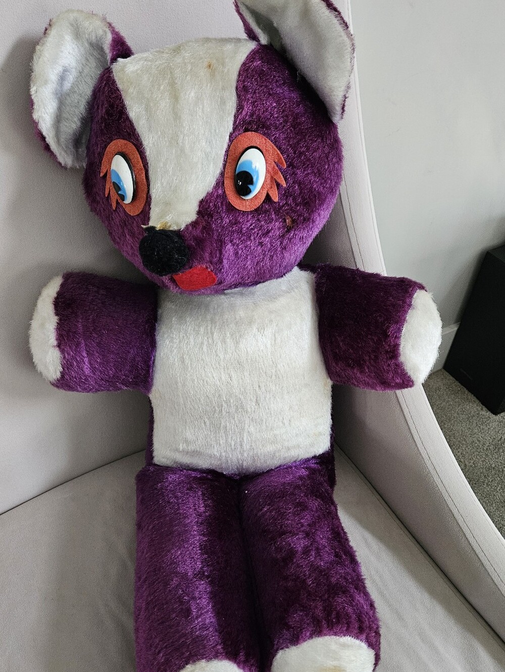 Vintage (1960s) Genie Purple 24" Panda Bear Plush.